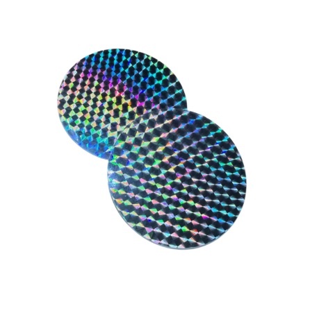 Flasher holographique plaquette ronde de 7,5 cm en ABS 